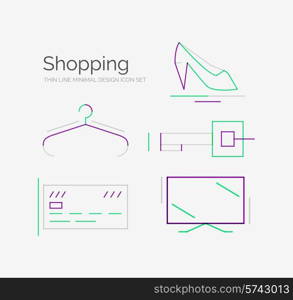 Outline design shopping icon collection, futuristic style