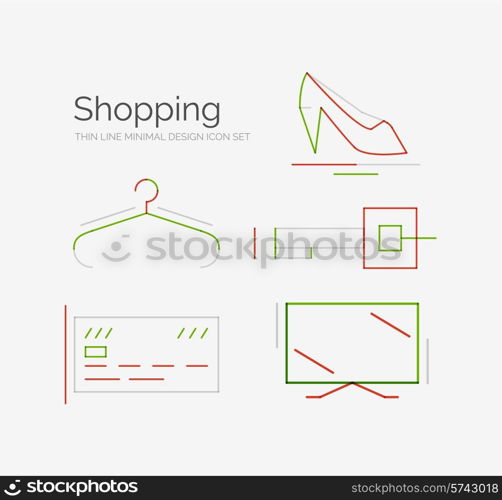 Outline design shopping icon collection, futuristic style