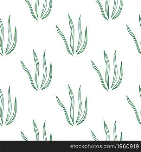 Outline doodle grasss seamless pattern isolated on white background. Nature botanical wallpaper. Design for fabric, textile print, wrapping, cover. Simple vector illustration.. Outline doodle grasss seamless pattern isolated on white background.