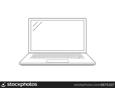 Outline drawing laptop. Elegant thin line style design. Vector illustration.