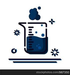 Outline filled icon - laboratory flasks or measuring cup, beaker with liquid for diagnosis, analysis, scientific experiment. Chemical lab and equipment. Isolated vector colored object or sign in line style. Laboratory Flasks Icon Set