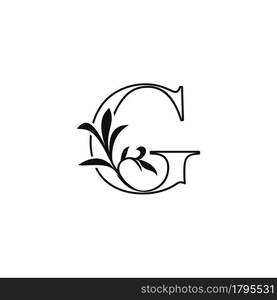 Outline Floral Leaves Letter G Luxury Logo Icon, black and white vector template design concept nature leaf for initial.