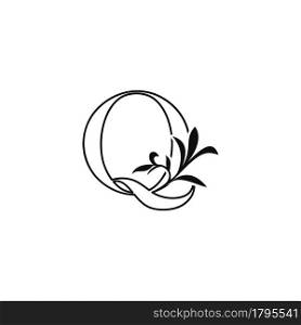 Outline Floral Leaves Letter Q Luxury Logo Icon, black and white vector template design concept nature leaf for initial.