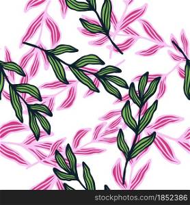 Outline forest branch with leaves seamless pattern . Abstract foliage backdrop. Nature wallpaper. For fabric design, textile print, wrapping, cover. Vector illustration.. Outline forest branch with leaves seamless pattern . Abstract foliage backdrop.