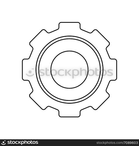 Outline gear icon. Simple flat design pictogram. Vector illustration isolated on white background. Outline gear icon. Simple flat design pictogram.