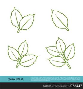 Outline Green Leaf Icon Vector Logo Template Illustration Design. Vector EPS 10.
