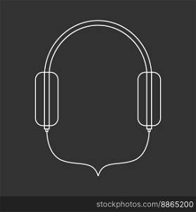 Outline headphones illustration on a black background. Outline headphones illustration