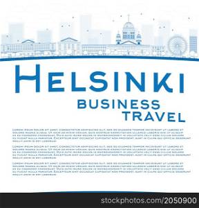 Outline Helsinki skyline and copy space. Business travel concept. Vector Illustration
