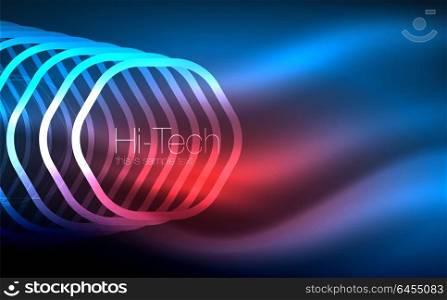 Outline hexagons, glowing geometric shapes, digital techno abstract background. Outline hexagons, glowing geometric shapes, digital techno abstract background, vector illustration