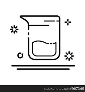outline icon - laboratory beaker or measuring cup, lab glass for diagnosis, analysis, scientific experiment. Chemical laboratory equipment. Isolated vector object or sign in line style on white background. Laboratory Flasks Icon Set