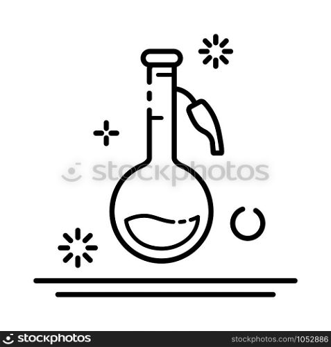 outline icon - laboratory flask or retort, lab glass for diagnosis, analysis, scientific experiment. Chemical laboratory equipment. Isolated vector object or sign in line style on white background. Laboratory Flasks Icon Set