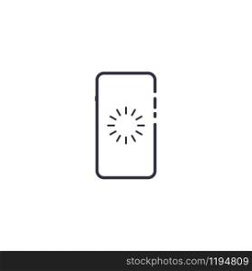 Outline icon of vector smartphone with buffer loader or preloader shape. Mobile load screen bar website concept line illustration.