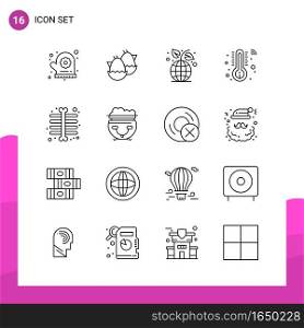 Outline Icon set. Pack of 16 Line Icons isolated on White Background for responsive Website Design Print and Mobile Applications.. Creative Black Icon vector background