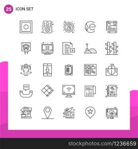 Outline Icon set. Pack of 25 Line Icons isolated on White Background for responsive Website Design Print and Mobile Applications.. Creative Black Icon vector background