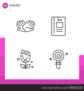 Outline Icon set. Pack of 4 Line Icons isolated on White Background for responsive Website Design Print and Mobile Applications.. Creative Black Icon vector background