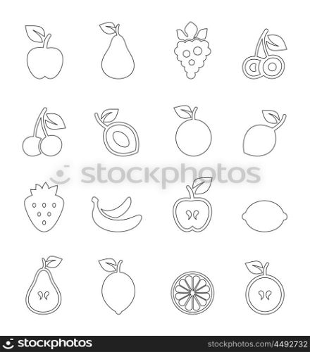 Outline icons fruit. Vector illustration