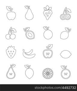 Outline icons fruit. Vector illustration