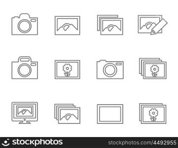 Outline icons photos. Vector illustration