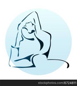 outline illustration of girl doing yoga exercise