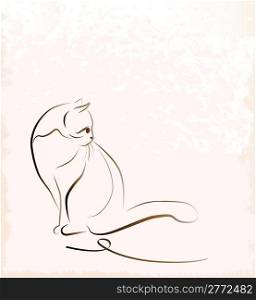 outline illustration of sitting cat