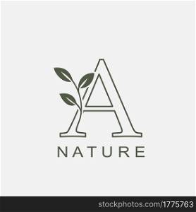 Outline Initial Letter A Nature Leaf logo icon vector design concept luxury floral leaf .
