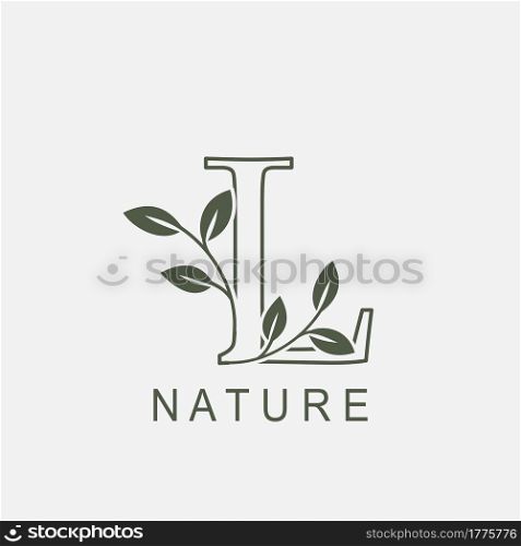 Outline Initial Letter L Nature Leaf logo icon vector design concept luxury floral leaf .