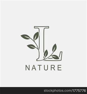 Outline Initial Letter L Nature Leaf logo icon vector design concept luxury floral leaf .