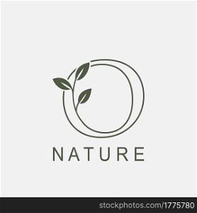 Outline Initial Letter O Nature Leaf logo icon vector design concept luxury floral leaf .