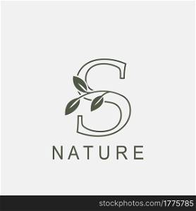 Outline Initial Letter S Nature Leaf logo icon vector design concept luxury floral leaf .