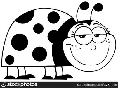 Outline Ladybug Mascot Cartoon Character