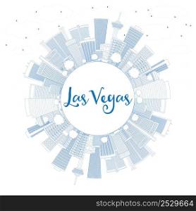 Outline Las Vegas Skyline with Blue Buildings and Copy Space. Vector Illustration. Business Travel and Tourism Concept with Modern Buildings. Image for Presentation Banner Placard and Web Site.
