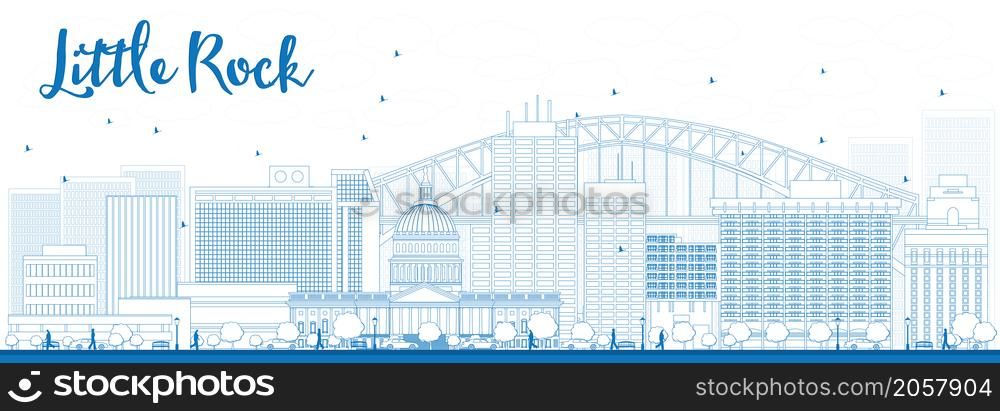 Outline Little Rock Skyline with Blue Buildings. Vector Illustration