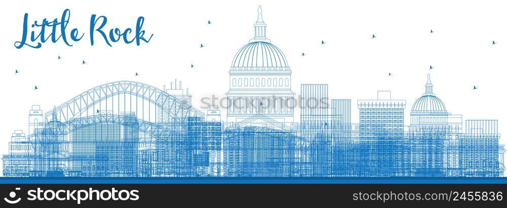 Outline Little Rock Skyline with Blue Buildings. Vector Illustration. Business travel and tourism concept with modern buildings. Image for presentation, banner, placard and web site.