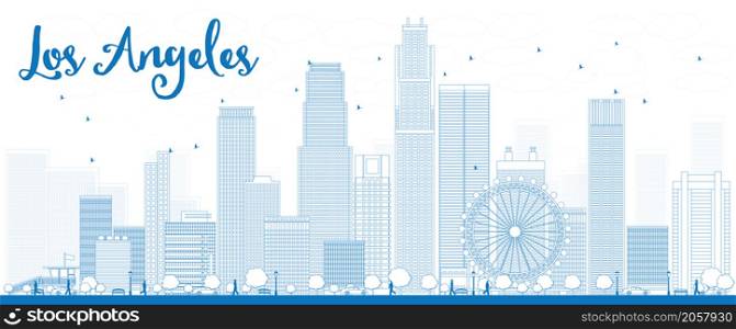 Outline Los Angeles Skyline with Blue Buildings. Vector Illustration