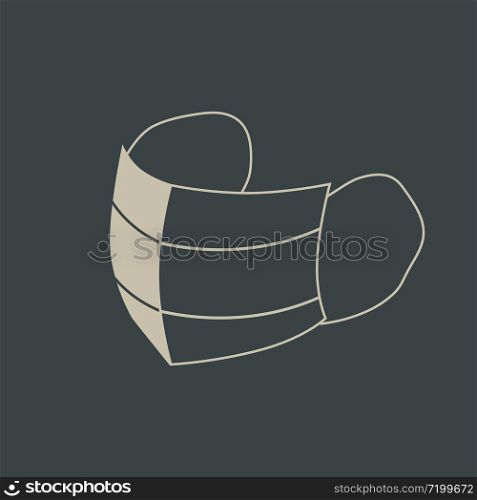 Outline mask icon on the black background. Vintage style illustration. Outline mask icon on the black background