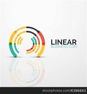 Outline minimal abstract geometric linear business icon made of line segments, elements. Outline minimal abstract geometric linear business icon made of round color line segments, elements. Vector illustration
