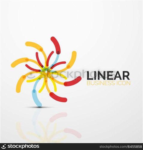 Outline minimal abstract geometric linear business icon made of line segments, elements. Outline minimal abstract geometric linear business icon made of round color line segments, elements. Vector illustration
