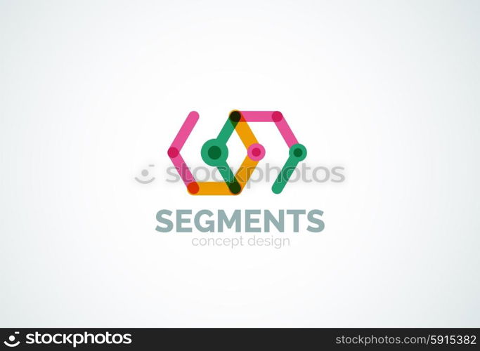 Outline minimal abstract geometric logo, linear business icon made of line segments, elements. Vector illustration