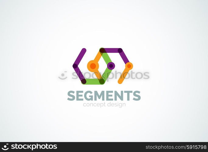 Outline minimal abstract geometric logo, linear business icon made of line segments, elements. Vector illustration