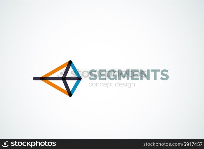 Outline minimal abstract geometric logo, linear business icon made of line segments, elements. Vector illustration