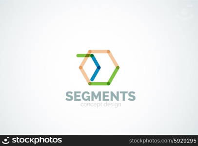 Outline minimal abstract geometric logo, linear business icon made of line segments, elements. Vector illustration