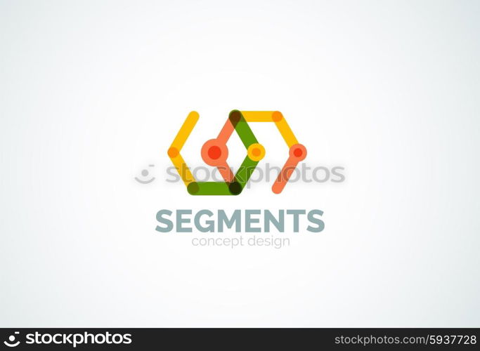 Outline minimal abstract geometric logo, linear business icon made of line segments, elements. Vector illustration