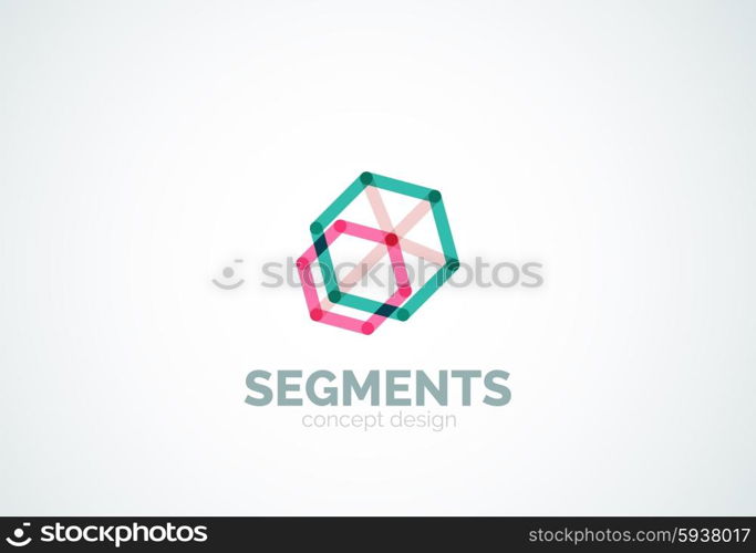 Outline minimal abstract geometric logo, linear business icon made of line segments, elements. Vector illustration