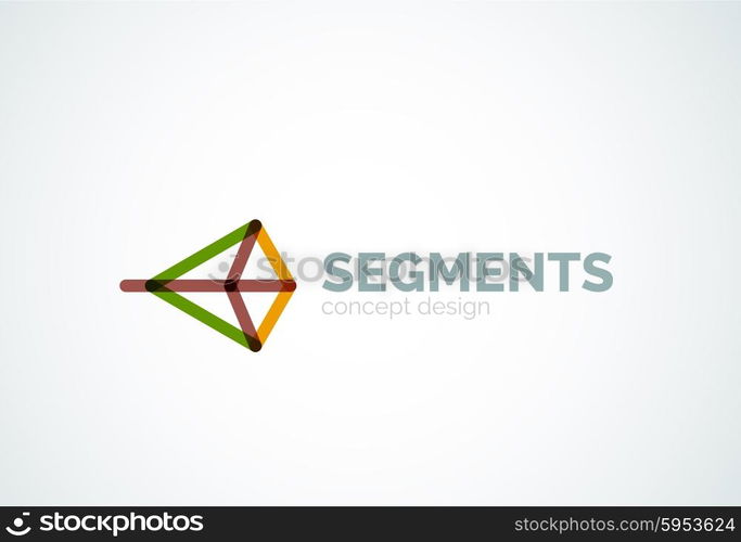 Outline minimal abstract geometric logo, linear business icon made of line segments, elements. Vector illustration