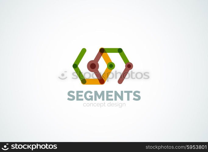 Outline minimal abstract geometric logo, linear business icon made of line segments, elements. Vector illustration