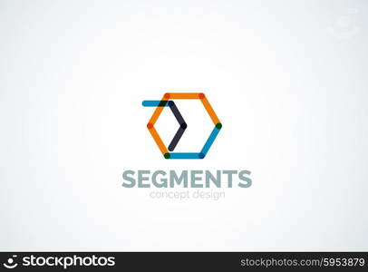 Outline minimal abstract geometric logo, linear business icon made of line segments, elements. Vector illustration