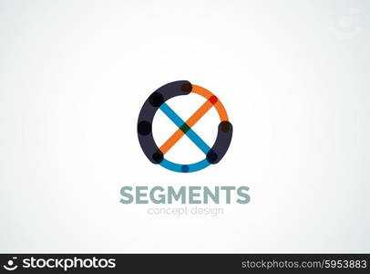 Outline minimal abstract geometric logo, linear business icon made of line segments, elements. Vector illustration