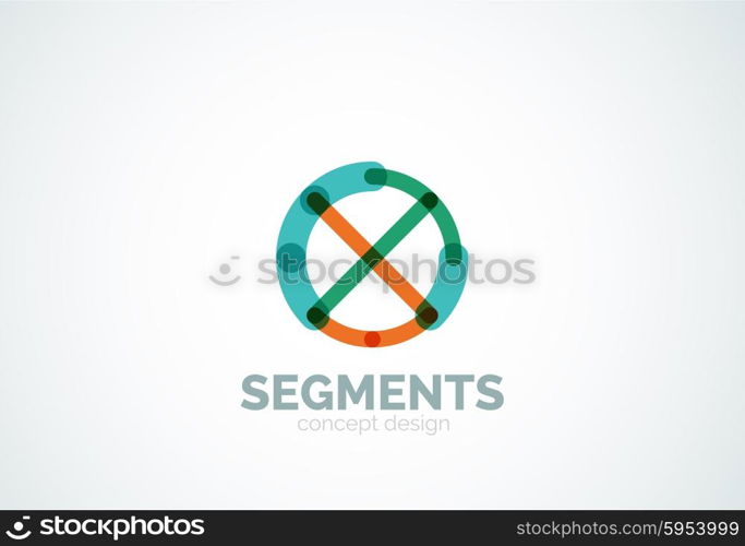 Outline minimal abstract geometric logo, linear business icon made of line segments, elements. Vector illustration