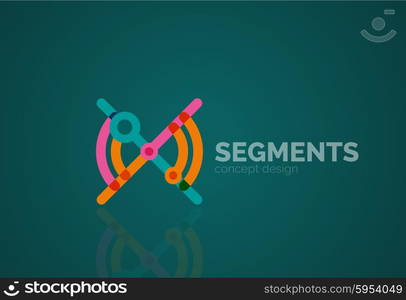 Outline minimal abstract geometric logo, linear business icon made of line segments, elements. Vector illustration