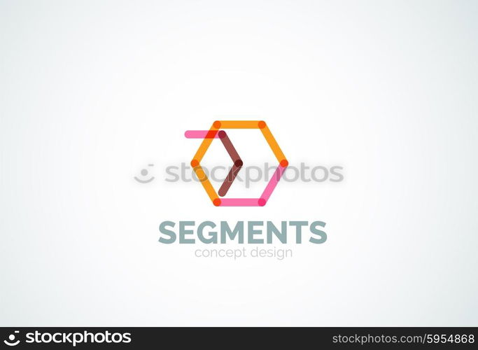 Outline minimal abstract geometric logo, linear business icon made of line segments, elements. Vector illustration